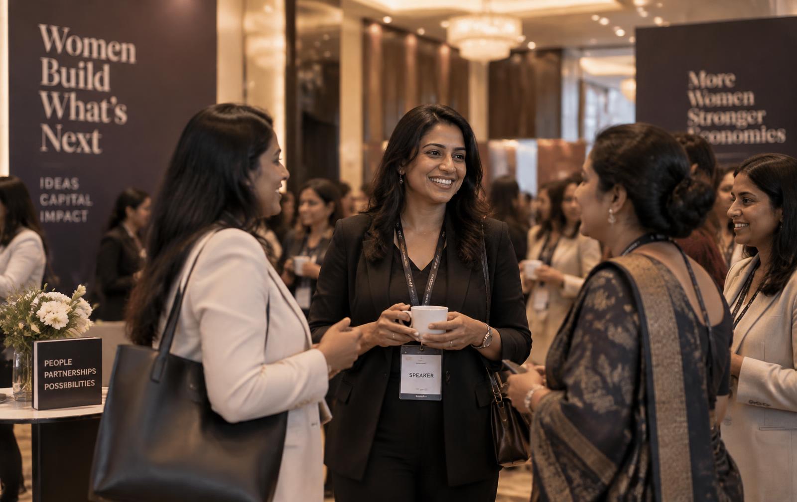Indian women entrepreneurs networking at a business summit